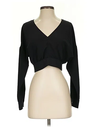 Pre-owned Glamorous Long Sleeve Top Black Plunge Neckline Tops