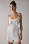 Glamorous Mint Blossom Chiffon Open-back Ruffle Romper In Mint Blossom, Women's At Urban Outfitters