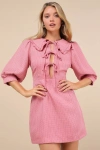 Glamorous Rayenna Pink Tweed Tie-front Mini Dress In Pink