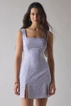 Shop Glamorous Retro Daisy Floral Satin Seamed Mini Dress In Lilac Retro Ditsy, Women's At Urban Outfitters