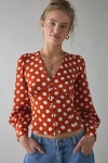 Glamorous Rusty White Polka Dot Puff Sleeve Blouse In Rust White Polka, Women's At Urban Outfitters