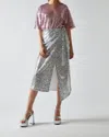 Glamorous Sequin Wrap Midi Skirt In Silver In Gray