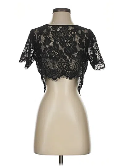 Pre-owned Glamorous Short Sleeve Top Black Mock Neckline Tops