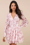 Glamorous Signature Charm Ivory And Pink Floral Bustier Mini Dress In Ivory