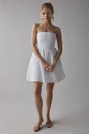 Glamorous Strapless V-waist Cotton-blend Mini Dress In White, Women's At Urban Outfitters In White
