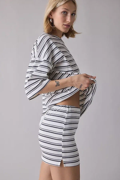 Glamorous Striped Mid-rise Mini Skirt In Navy, Women's At Urban Outfitters In White