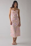 Glamorous Tile Print Satin Cowl Neck Slip Midi Dress In Tile Print, Women's At Urban Outfitters