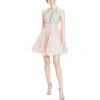 Glamour By Terani Couture Juniors Womens Embellished Short Halter Dress In Multi