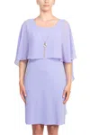 Glamour G0n180 Short Cocktail Mother Of The Bride Cape Dress In Purple