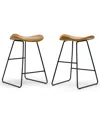 GLAMOUR HOME 24" AOI POLYESTER, METAL COUNTER HEIGHT STOOL, SET OF 2