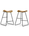 Glamour Home 24" Aoi Polyester, Metal Counter Height Stool, Set Of 2 In Brown