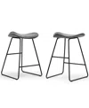 Glamour Home 24" Aoi Polyester, Metal Counter Height Stool, Set Of 2 In Grey