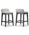 Glamour Home 28.9" Atia Rubberwood, Fabric Counter Height Stool, Set Of 2 In Grey
