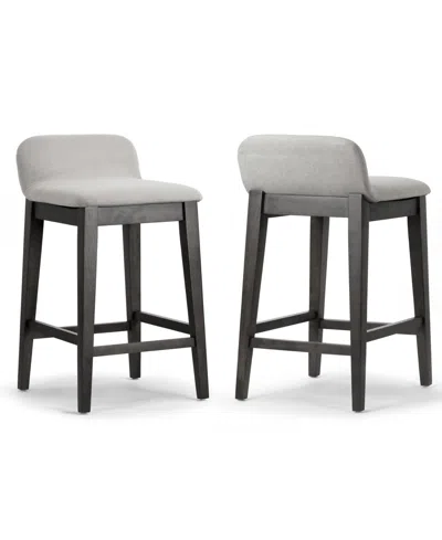 Glamour Home 25" Atia Rubberwood, Fabric Counter Height Stool, Set Of 2 In Grey