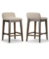 Glamour Home 25" Atia Rubberwood, Fabric Counter Height Stool, Set Of 2 In Multi