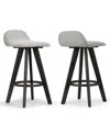 Glamour Home 25.98" Asta Rubberwood, Fabric Counter Height Stool, Set Of 2 In Grey
