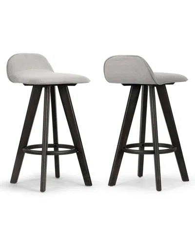 Glamour Home 25.98" Asta Rubberwood, Fabric Counter Height Stool, Set Of 2 In Grey
