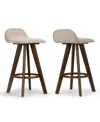 Glamour Home 25.98" Asta Rubberwood, Fabric Counter Height Stool, Set Of 2 In Multi