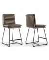 Glamour Home 26.5" Aulani Iron, Polyester Counter Height Stool, Set Of 2 In Dark Brown