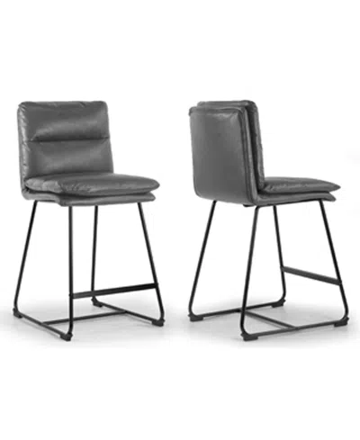 Glamour Home 26.5" Aulani Iron, Polyester Counter Height Stool, Set Of 2 In Grey