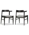 Glamour Home 28.35" Atlas Rubberwood, Fabric Dining Chair, Set Of 2 In Grey