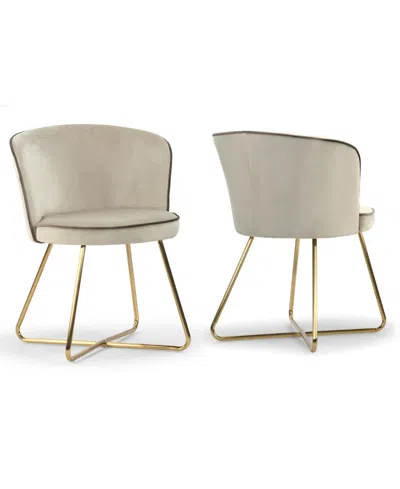 Glamour Home 28.5" Anila Velvet, Metal Dining Chair, Set Of 2 In Cream