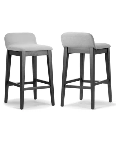 Glamour Home 28.9" Atia Rubberwood, Fabric Counter Height Stool, Set Of 2 In Grey