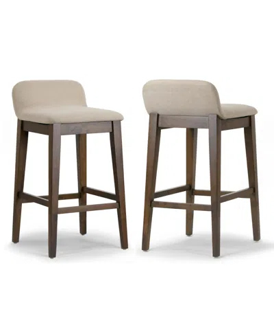 Glamour Home 28.9" Atia Rubberwood, Fabric Counter Height Stool, Set Of 2 In Multi