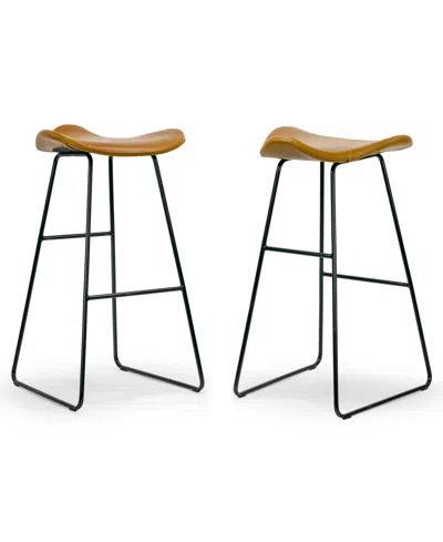 Glamour Home 29.5" Aoi Polyester, Metal Barstool, Set Of 2 In Brown