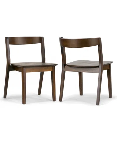 Glamour Home 29.53" Astor Rubberwood Dining Chair, Set Of 2 In Dark Brown