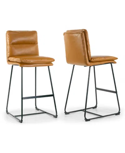Glamour Home 30" Aulani Iron, Polyester Barstool, Set Of 2 In Brown