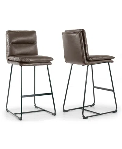 Glamour Home 30" Aulani Iron, Polyester Barstool, Set Of 2 In Dark Brown