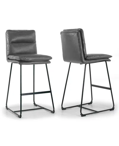 Glamour Home 30" Aulani Iron, Polyester Barstool, Set Of 2 In Grey