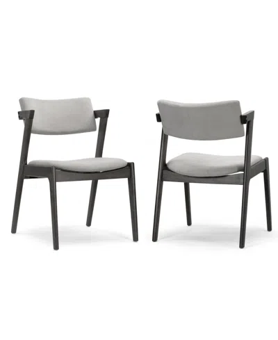 Glamour Home 31.3" Auden Rubberwood, Fabric Dining Chair, Set Of 2 In Grey