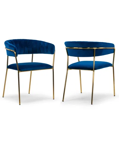 Glamour Home 31.5" Anya Fabric, Metal Dining Chair, Set Of 2 In Blue
