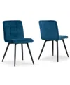 Glamour Home 32.5" Anika Velvet Fabric, Steel Dining Chair, Set Of 2 In Blue