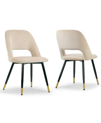 Glamour Home 33" Ania Velvet Dining Chair, Set Of 2 In Cream