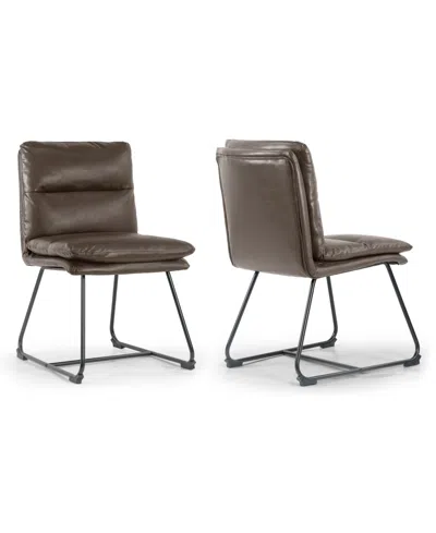 Glamour Home 33" Aulani Iron, Polyester Dining Chair, Set Of 2 In Dark Brown