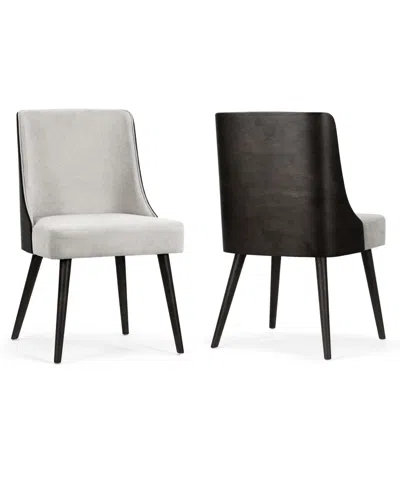 Glamour Home 33.86" Asma Rubberwood, Fabric Dining Chair, Set Of 2 In Grey