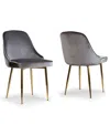 GLAMOUR HOME 34" ALPHA VELVET FABRIC, STEEL DINING CHAIR, SET OF 2