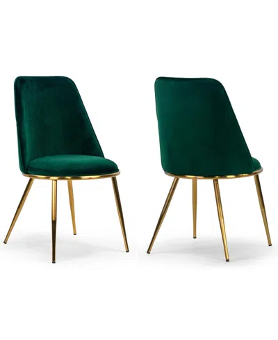 Glamour Home 34" Anzu Fabric, Metal Dining Chair, Set Of 2 In Green