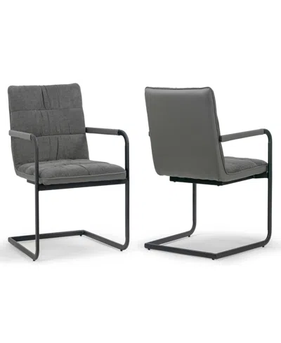 Glamour Home 34.75" Araya Fabric, Metal Dining Chair, Set Of 2 In Grey