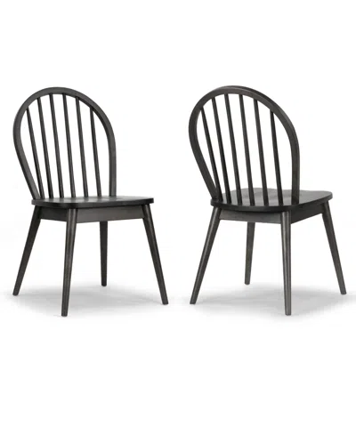 Glamour Home 36.22" Astra Rubberwood Dining Chair, Set Of 2 In Black