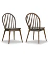 Glamour Home 36.22" Astra Rubberwood Dining Chair, Set Of 2 In Dark Brown