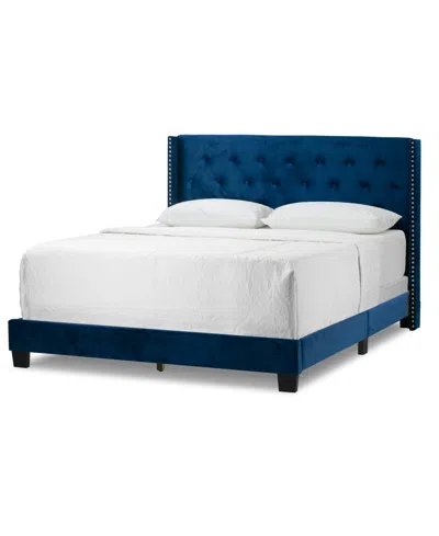 Glamour Home 46.5" Arty Polyester, Rubberwood Queen Bed In Navy