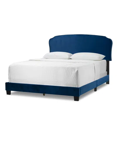 Glamour Home 48.75" Aric Fabric, Rubberwood Queen Bed In Navy