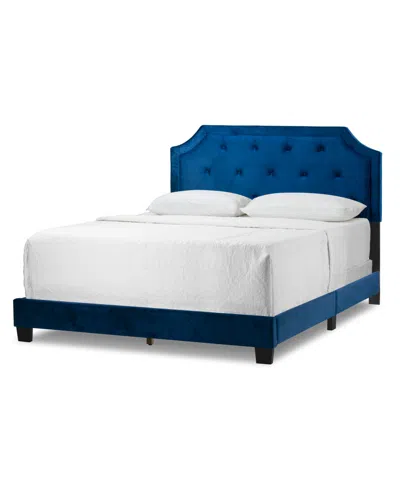 Glamour Home 49.38" Aria Fabric, Rubberwood Queen Bed In Navy