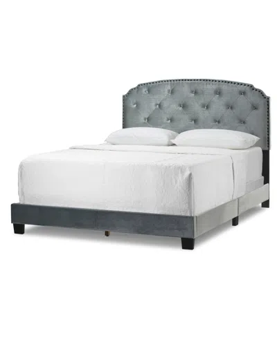 Glamour Home 51.75" Arin Fabric, Rubberwood Queen Bed In Grey