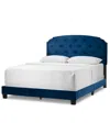 Glamour Home 51.75" Arin Fabric, Rubberwood Queen Bed In Navy