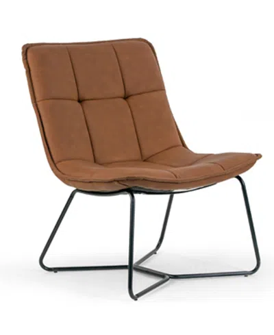 Glamour Home Aurele 26.5" Polyester Metal Armless Accent Chair In Brown